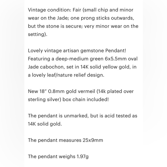 Vintage 14K Gold Jade Pendant: Artisan Leaf Design - Picture 10 of 10